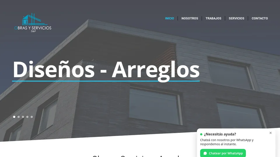 Diseño de la página web de Obras y Servicios D&P, realizado por TopWeb